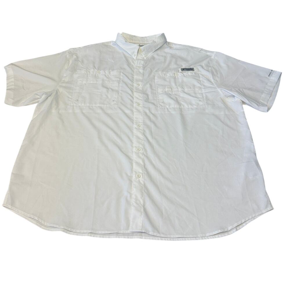 Columbia PFG Omni-Shade Men's Fishing Shirt 3X White S/S UV Sun Fishing